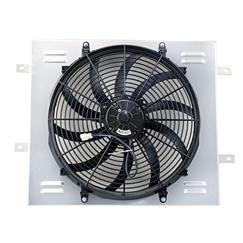 Electric Radiator Shroud Fan,16'' Electric Fan+Aluminum Shroud For 1987~2006 Jeep Wrangler YJ TJ 2.4L-4.2L L6