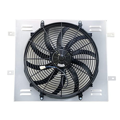 Electric Radiator Shroud Fan,16'' Electric Fan+Aluminum Shroud For 1987~2006 Jeep Wrangler YJ TJ 2.4L-4.2L L6