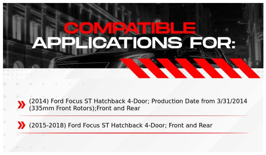 R1 Concepts Front and Rear Brake Kit Fits 2014-2018 Ford Focus - style: Drilled Slotted Black Ceramic