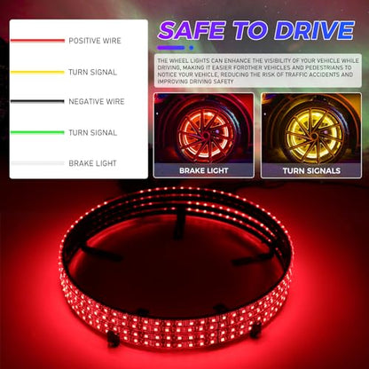 DREAMIZER 4PCS 17.5inch RGBW LED Wheel Ring Lights Kit with Remote and APP Control Dream Colors Neon Wheel Rim Lights with Turn Signal and Braking Function,Music Sync Mode for Car ATV UTV Golf Cart - size: 17.5inch