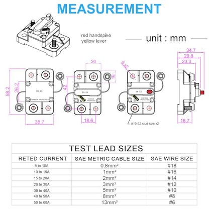 E6 10A Circuit Breaker w/Manual Reset Mid Range Mini Fuse DC 12-32V - color: Surface Mount, size: 10A