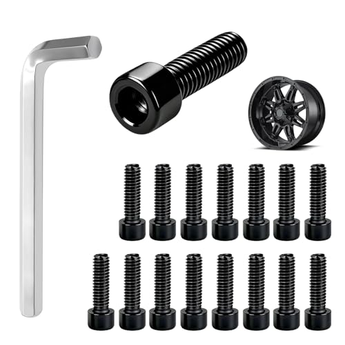 1001-63-B/1001-63GB Center Cap Screws w/Adapter, for Fuel Offroad Wheels - color: Black, Short