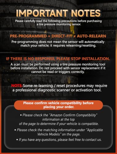 THINKCAR TPMS Sensors Set of 4, 315Mhz Tire Pressure Monitoring Sensor