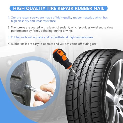 70pcs Tire Repair Rubber Nail Kit Emergency Vacuum Tire Screw Plugs