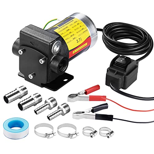 TRUPOW 12V DC Self-priming Gasoline Fuel Oil Transfer Pump with Reversible Pumping for Gasoline Diesel Kerosene & More - style: 12V 3.7GPM