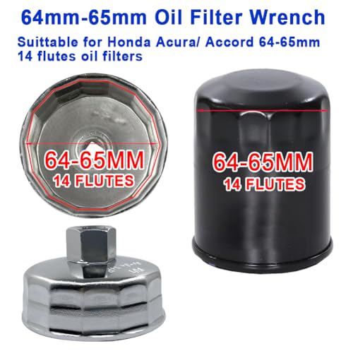 64-65mm/2.5Inches Oil Filter Wrench,14 Flutes Oil Filter Removal Tool for Wix 57356,15400-PLM-A02 for Honda Accord Acura Civic CRV,Nissan Sentra,Yamaha,Mazda,Motorcycle,Polaris,Indian Challenger(1PC) - size: 1PCS