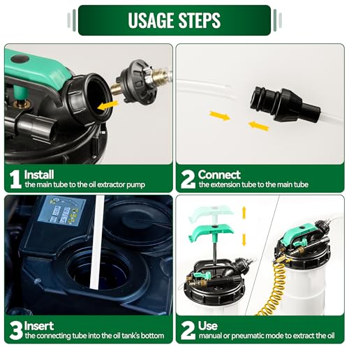 7.5 L Pneumatic/Manual Oil Extractor Pump for Oil Change, 2 Gallon Fluid Extractor with 5 Tubes and A Brake Bleeding Hose for Automotive, Boats - size: 7.5L