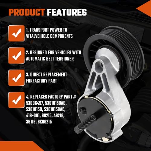 53010158AB Belt Tensioner Pulley Fit for Dodge Ram 1500 2500 1994-2003 - size: 53006497