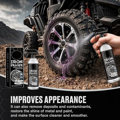 2Pcs Iron Eraser Rust Remover Spray, Iron Eraser Iron and Rust Remover Cleaner Sprays for Car Wheels and Paint, Professional Automotive Surface Cleaning, Fast Acting Rust and Brake Dust Remover