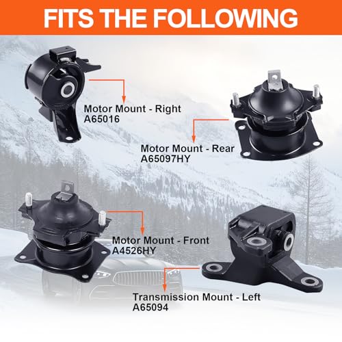 Engine Motor Mount Set & Trans Mount Compatible with Acura MDX/ZDX 2010-2013 V6 3.7L 4PCS, Replacement for A4526HY A65016 A65097HY A65094 - size: MDX/ZDX 10-13 3.7L