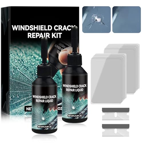 2PCS Windshield Crack Repair Kit,2024 New Glass Cracks Gone Repair Kit,Windshield Crack Repair Car Window Windshield Repair Kit,Glass Repair Fluid for Fixing Chips and Star Shaped Crack