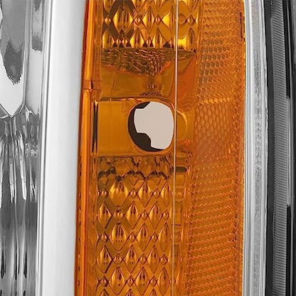 Headlights Assembly w/ Wiring Harness Compatible with 2007-2014 GMC yukon - color: Chrome Amber w/Wiring Harness