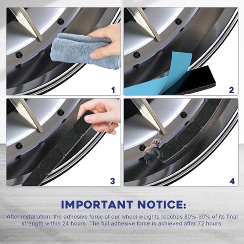 1oz. Black Stick On Wheel Weights, 72 PCS, Easy Peel