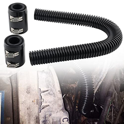 24" Flexible Radiator Hose Stainless Steel Coolant Radiator Hose - size: 24″-Black