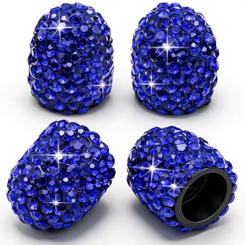 4PCS Bling Crystal Diamond Tire Stem Valve Caps, Dustproof Car Wheel Tire Valve Caps Universal Tire Valve Stem Covers for Cars, SUV, Trucks, Bikes, Motorcycles, Bicycles (Blue) - color: Blue, size: 4 pcs