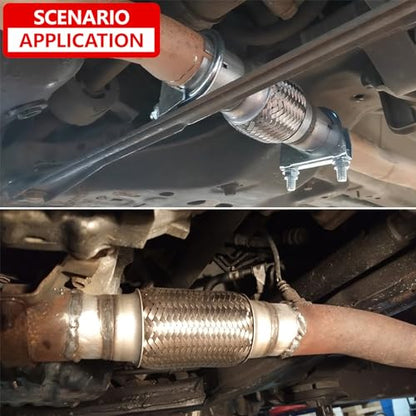 2 Pcs Exhaust Flex Pipe, 2.5''x 6''Stainless Steel Heavy Duty Exhaust Flex Pipe, Double Braid Exhaust Flex Tube, Overall Length 8'' - size: 2.5''x6''x8'', style: 2 PCS