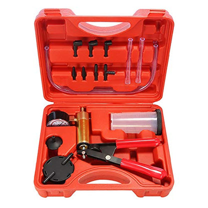 beduan 16pcs Brake Bleeder Kit Hand Held Vacuum Pump Tester - color: Red