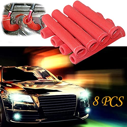 Spark Plug Wire Boots Thermal Protection Insulator Sleeve, 1200 Degree Heat shield Cover Wrap 6 inch for Car Truck 8PCS(red) - color: red