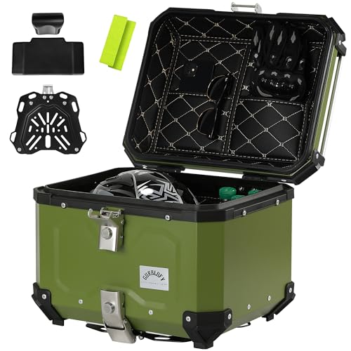 Motorcycle Top Case, 45L Aluminum Motorcycle Top Box Jungle Green - color: Jungle Green-45L, size: 45L