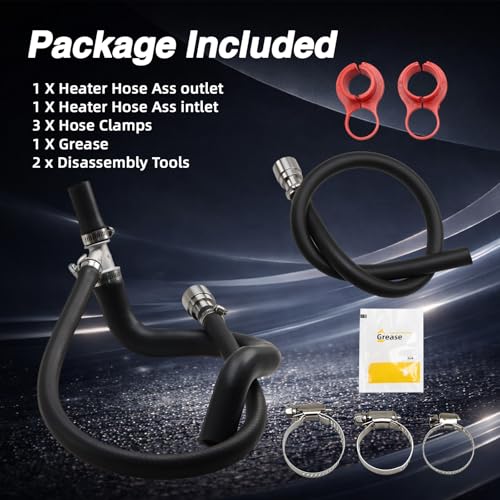 EVRBUL HVAC Heater Hose Assembly Inlet & Outlet, Engine Heater Coolant Hose with Set Upgraded Steel Connector, Compatible with Cadillac Chevrolet GMC 2007–2013, Replaces# 22884219, 15834772, 15200960 - size: Inlet & Outlet