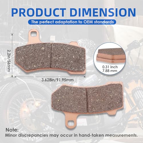Front and Rear Brake Pads Kit Compatible with Harley Davidson Road Glide 08-21, FLHX Street Glide 08-22, FLHR Road King 08-22, FLHTCU Ultra Classic Electra Glide 08-20