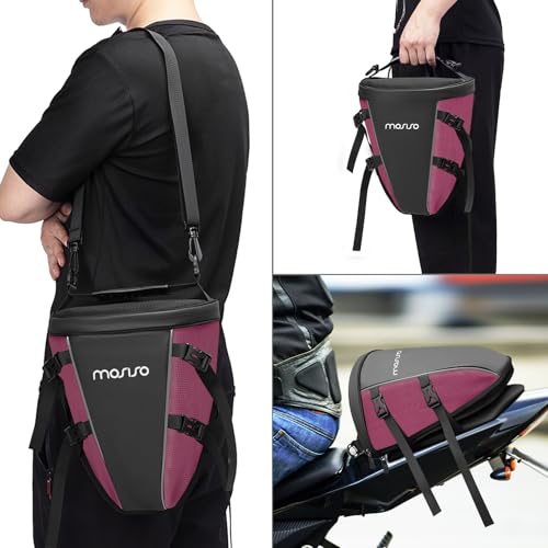 MOSISO Motorcycle Tail Bag Waterproof Polyester Storage Saddle Bag,Rose Red - color: Rose Red