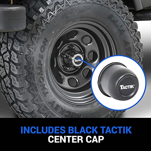 TACTIK Circle 8 Classic 15 Inch Steel Wheel, Black - 15x8, 5x4.5 / 5x114.3 Bolt Pattern (-12.7mm Offset), 4" Backspace - Fits Jeep 1984-2006 Wrangler Wagoneer Comanche Grand Cherokee TJ YJ MJ ZJ XJ LJ