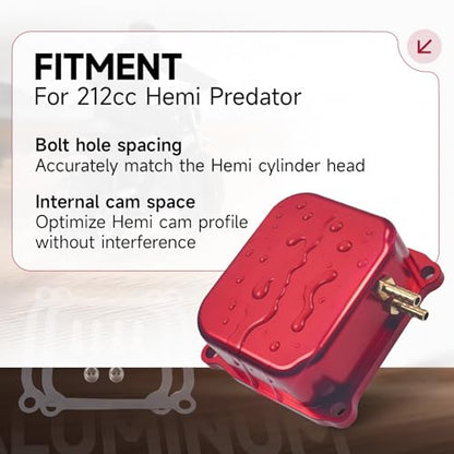 Billet Aluminum Valve Cover For Predator 212cc Hemi - color: Red
