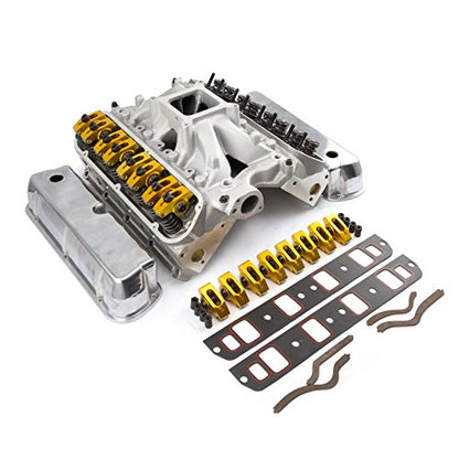 Top End Engine Combo Kit Compatible with Small Block Ford 260/289/302/351W/5.0-210cc Heads Hydraulic Roller Cam, Matched Heads, Lifters, Pushrods, Springs, Gaskets - Bolt-On Power