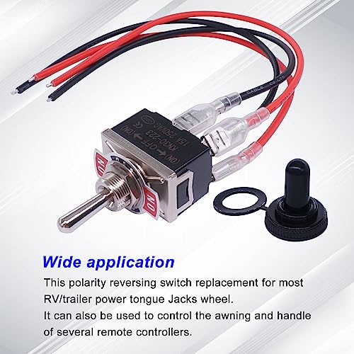 weideer Momentary Reverse Polarity Switch 12V 30A Motor Control RV Jack Switch DPDT 4 Pin (ON)-Off-(ON) Toggle Switch with Waterproof Cap Wires - color: BK-Toggle Switch-4pin, size: Momentary
