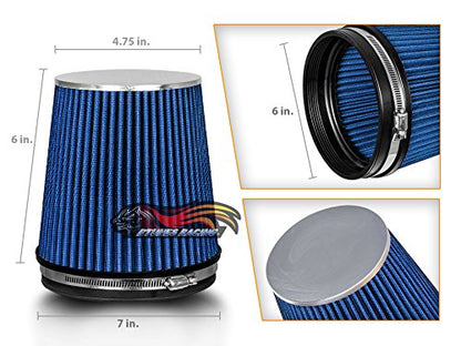 Rtunes Racing 6-Inch 152mm Short Truck Dry Cone Air Filter, Blue, 6-Inch
