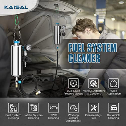 Fuel Injector Cleaner Tool Kit 1000ML 150PSI Disassembly-Free Fuel Injection System Cleaner Pressure Adjustment Fuel Injector Cleaning Machine with 20PC Adapter for Gasoline Car Throttle/Intake System