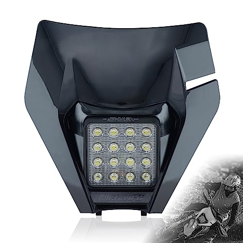 Dirt Bike Headlight,LED Enduro Pit Bike Light Kit Universal For Most Dirt Pit Bike Motorcycle EXC SXF Black - color: Cover TypeB Black