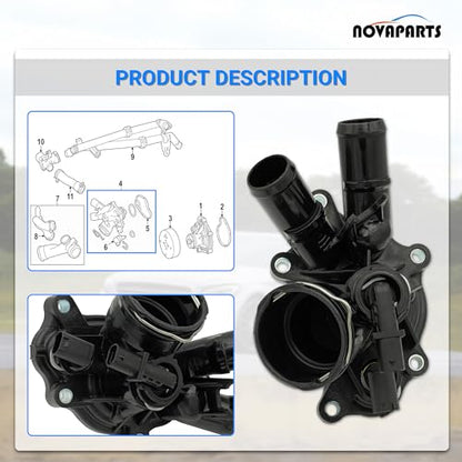 NOVAPARTS Thermostat Housing for 2012 2013 2014 2015 Mercedes Benz C250 SLK250 1.8L 2712000315 2712000215 2712000115 788217 - size: 2712000315