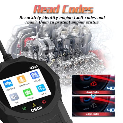 V320 OBD2 Scanner, Automotive OBD II Scanner Fault Diagnosis, Vehicle Code Reader for Check Engine Light, Adapt to OBD2 Protocol Models