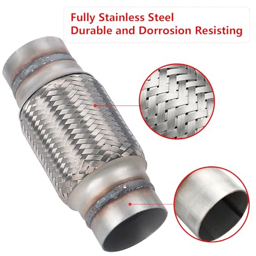 Exhaust Flex Pipe, 2.5''x 6''Stainless Steel Heavy Duty Exhaust Flex Pipe, Double Braid Exhaust Flex Tube, Overall Length 8'' - size: 2.5''x6''x8'', style: 1 PC