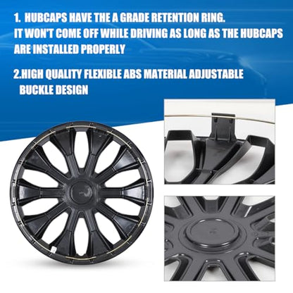 Winjet 16 inch Universal Hubcaps for Steel Wheel Rims Cover,Snap On Car Truck SUV Wheel Rim Covers,Steel ABS+PC Material Set of 4(16 inch,Black Lacquer) - color: Black Lacquer (5086-BL-16), size: 16 inch
