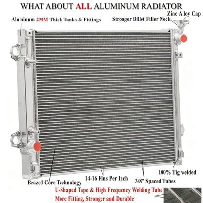 Aluminum 3 Row Radiator Replacement for 2005-2015 Toyota Tacoma 2.7L L4 4.0L V6 06 07 08 09 10 11 12 13 14 Radiators