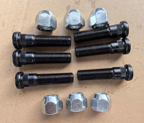 6pcs 9/16"-18 x 2.32 in. UHL Length 0.622 in. Knurl Press-in Wheel Studs with Lug Nuts Replacement for 5,200 to 7,000-lb. Trailer Axle Trailer Hub