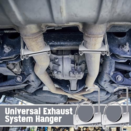 4 Pcs 5 Inch Exhaust Clamp with Hanger, Universal Muffler - size: 5 Inch