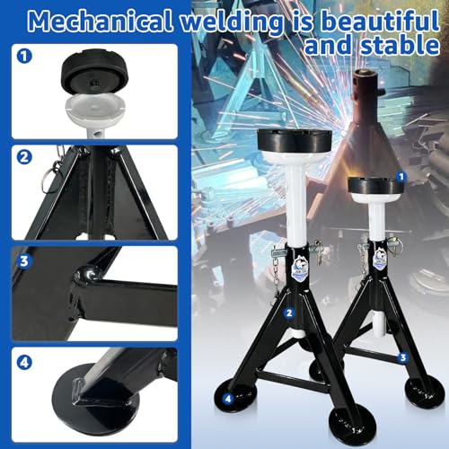 HKTE 4 Ton Jack Stands for Cars, SUVs and Light Trucks, 2 Pack - color: JACK STANDS 8000LB