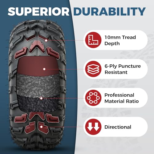 PROPARTS Set of 2 22x7-11 ATV UTV Tires 22x7x11 6PR Off-road Quad Tires Compatible with Honda Recon 250 Suzuki Ozark 250 All Terrain Tire, Tubeless - size: 22x7-11