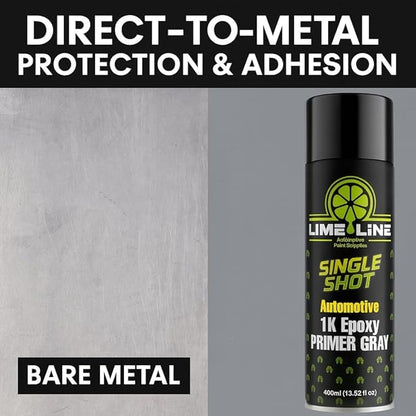 LiME LiNE 1K Epoxy Primer Aerosol Spray Paint - Automotive Bare Metal Adhesion & Rust Protection - Professional Grade - Gray 400ml (Pack of 6) - color: Pack of 6