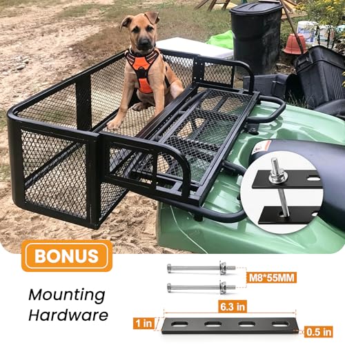 ORCISH Heavy Duty ATV Rear Drop Basket, Steel Mesh Rack with Mounting Kit - size: 40" L
