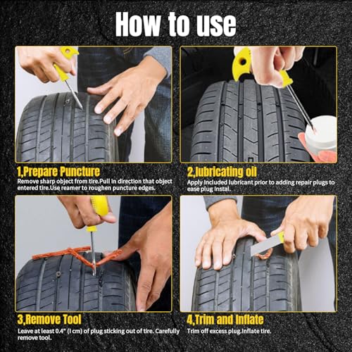 Tire Repair Kit, 33Pcs Heavy Duty Tire Plug Kit with 20Pcs Repair Plug - size: 33pcs