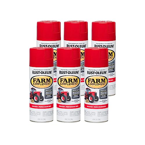 Rust-Oleum Farm & Implement Massey Ferguson Red Spray Paint - color: Massey Ferguson Red, size: 12 Ounce (Pack of 6)