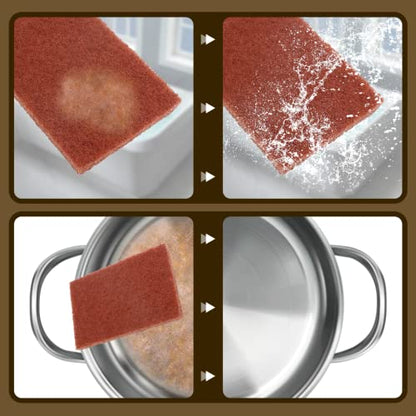12pcs Red Scouring Pads, Heavy Duty Scour Pads Multipurpose Scour Pad Reusable Scrubbing Pads with Anti Grease Technology for Kitchen Scrubber Sink Dish Cleaning Metal Grills - size: Medium, 12pcs