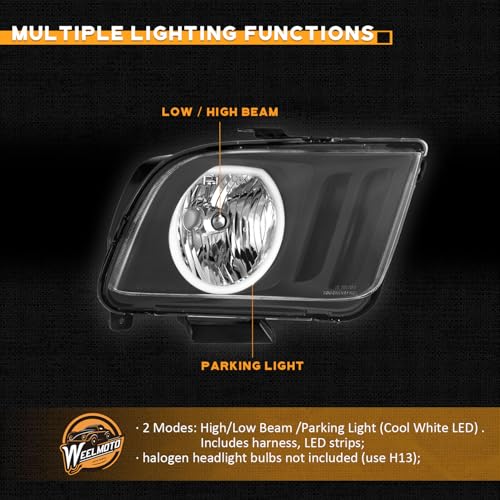 WEELMOTO LED Headlights for 2005-2009 Ford Mustang (NOT Fit factory Xenon)