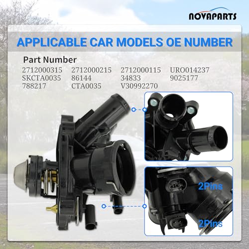 NOVAPARTS Thermostat Housing for 2012 2013 2014 2015 Mercedes Benz C250 SLK250 1.8L 2712000315 2712000215 2712000115 788217 - size: 2712000315