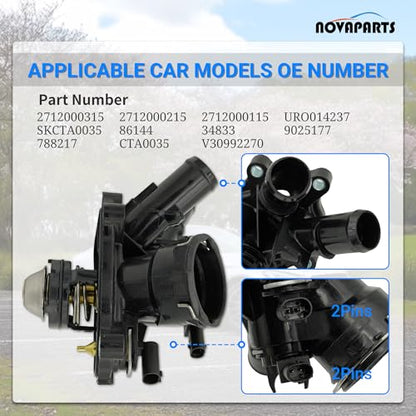 NOVAPARTS Thermostat Housing for 2012 2013 2014 2015 Mercedes Benz C250 SLK250 1.8L 2712000315 2712000215 2712000115 788217 - size: 2712000315